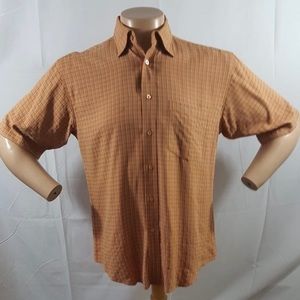 Bugatchi Uomo Orange Plaid Short Sleeve Medium